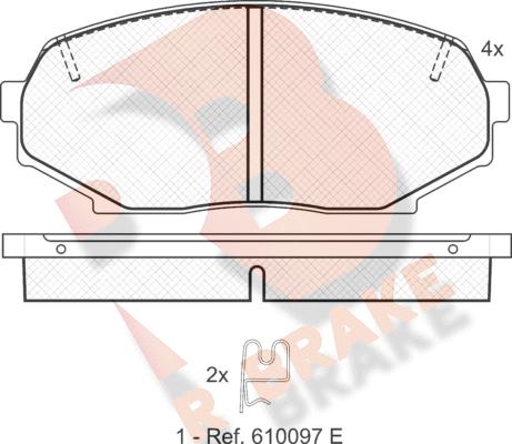 R Brake RB1099 - Тормозные колодки, дисковые, комплект autosila-amz.com