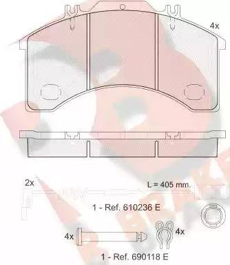 R Brake RB1042-110 - Тормозные колодки, дисковые, комплект autosila-amz.com