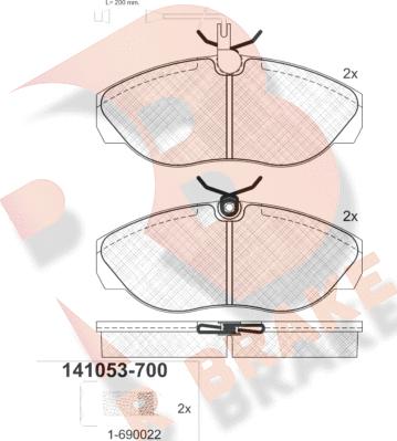 R Brake RB1053-700 - Тормозные колодки, дисковые, комплект autosila-amz.com