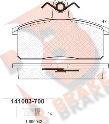 R Brake RB1003-700 - Тормозные колодки, дисковые, комплект autosila-amz.com