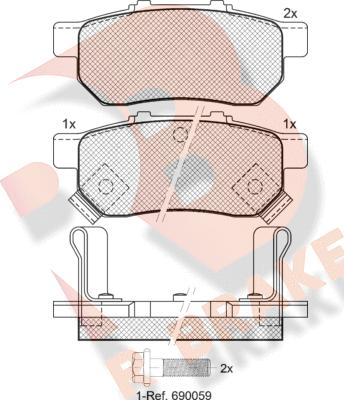 R Brake RB1024 - Тормозные колодки, дисковые, комплект autosila-amz.com