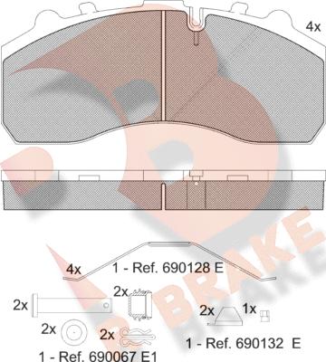 R Brake RB1194-066 - Тормозные колодки, дисковые, комплект autosila-amz.com