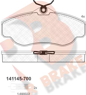 R Brake RB1145-700 - Тормозные колодки, дисковые, комплект autosila-amz.com