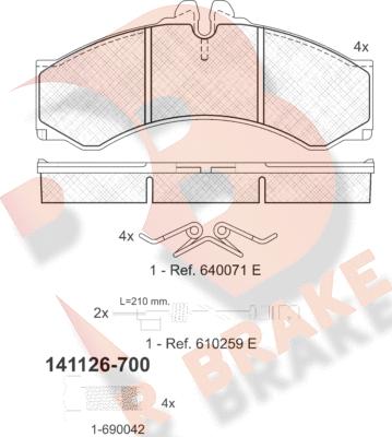 R Brake RB1126-700 - Тормозные колодки, дисковые, комплект autosila-amz.com