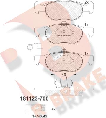 R Brake RB1123-700 - Тормозные колодки, дисковые, комплект autosila-amz.com