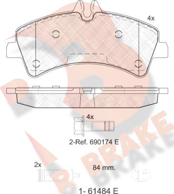 R Brake RB1849-203 - Тормозные колодки, дисковые, комплект autosila-amz.com