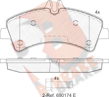 R Brake RB1849 - Тормозные колодки, дисковые, комплект autosila-amz.com