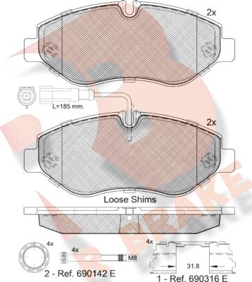 R Brake RB1846-066 - Тормозные колодки, дисковые, комплект autosila-amz.com