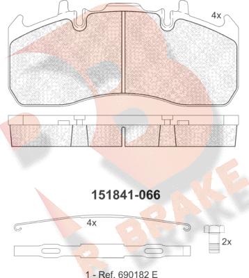 R Brake RB1841-066 - Тормозные колодки, дисковые, комплект autosila-amz.com