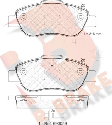 R Brake RB1843-203 - Тормозные колодки, дисковые, комплект autosila-amz.com