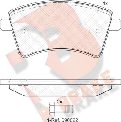 R Brake RB1854-200 - Тормозные колодки, дисковые, комплект autosila-amz.com