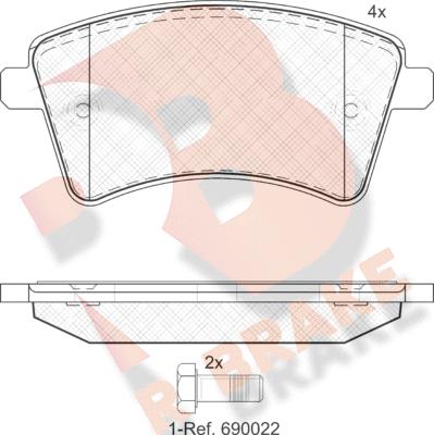 R Brake RB1854 - Тормозные колодки, дисковые, комплект autosila-amz.com