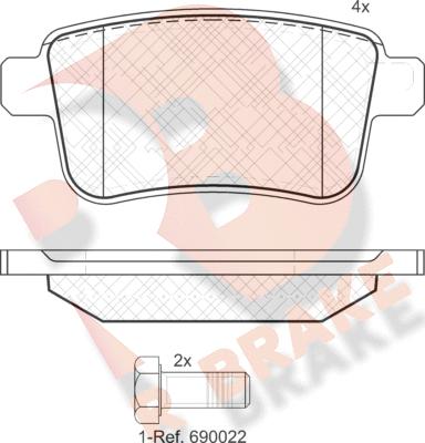 R Brake RB1855 - Тормозные колодки, дисковые, комплект autosila-amz.com