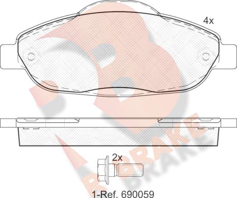 R Brake RB1851 - Тормозные колодки, дисковые, комплект autosila-amz.com