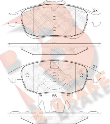 R Brake RB1852 - Тормозные колодки, дисковые, комплект autosila-amz.com