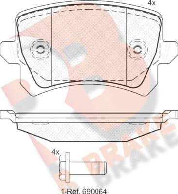 R Brake RB1857 - Тормозные колодки, дисковые, комплект autosila-amz.com