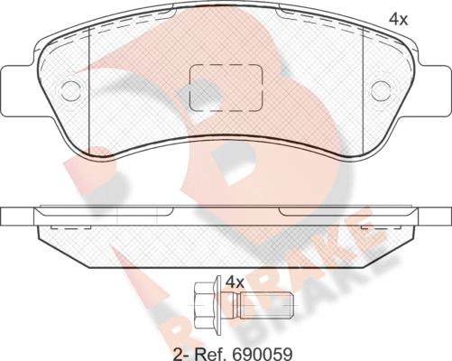 R Brake RB1804 - Тормозные колодки, дисковые, комплект autosila-amz.com