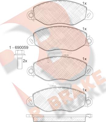 R Brake RB1808 - Тормозные колодки, дисковые, комплект autosila-amz.com