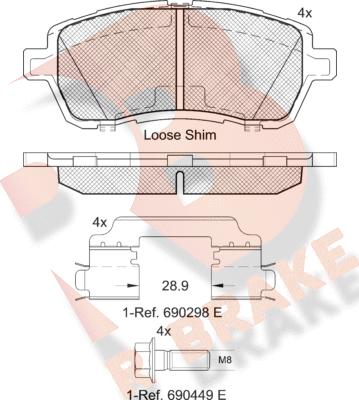 R Brake RB1881-204 - Тормозные колодки, дисковые, комплект autosila-amz.com