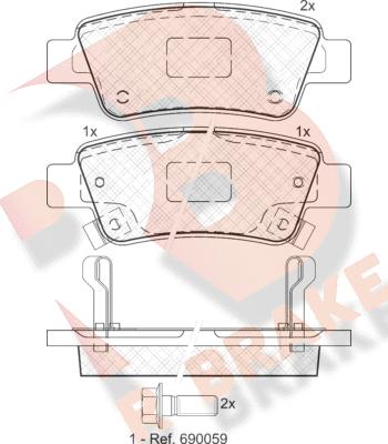 R Brake RB1888 - Тормозные колодки, дисковые, комплект autosila-amz.com