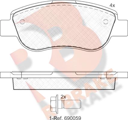 R Brake RB1883 - Тормозные колодки, дисковые, комплект autosila-amz.com