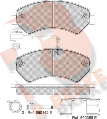 R Brake RB1836-201 - Тормозные колодки, дисковые, комплект autosila-amz.com