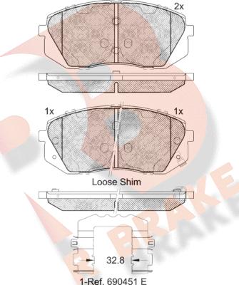 R Brake RB1826-202 - Тормозные колодки, дисковые, комплект autosila-amz.com