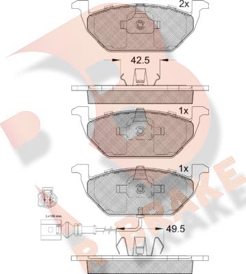 R Brake RB1349-400 - Тормозные колодки, дисковые, комплект autosila-amz.com