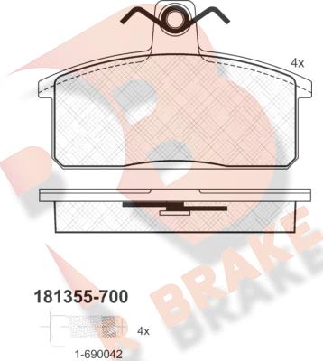 R Brake RB1355-700 - Тормозные колодки, дисковые, комплект autosila-amz.com