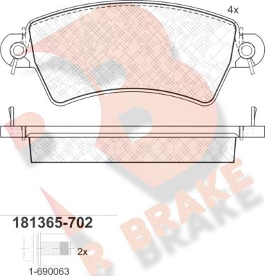R Brake RB1365-702 - Тормозные колодки, дисковые, комплект autosila-amz.com
