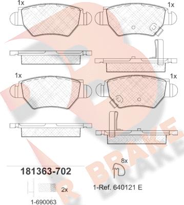 R Brake RB1363-702 - Тормозные колодки, дисковые, комплект autosila-amz.com