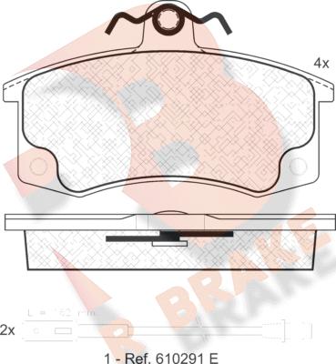 R Brake RB1308 - Тормозные колодки, дисковые, комплект autosila-amz.com