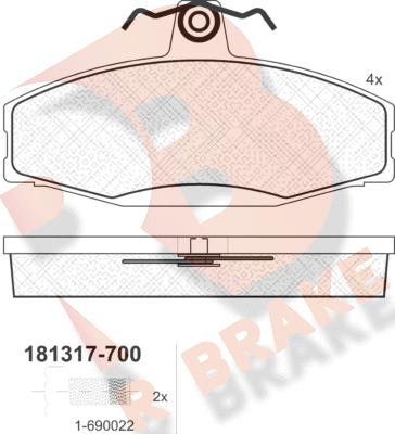 R Brake RB1317-700 - Тормозные колодки, дисковые, комплект autosila-amz.com