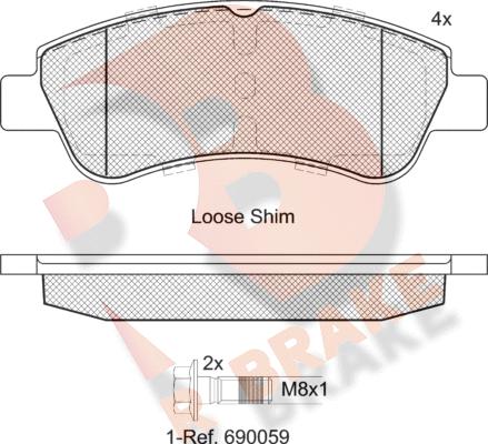 R Brake RB1388-402 - Тормозные колодки, дисковые, комплект autosila-amz.com