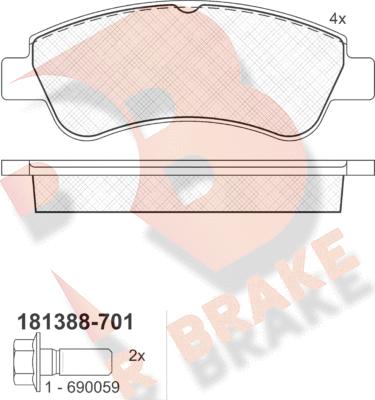 R Brake RB1388-701 - Тормозные колодки, дисковые, комплект autosila-amz.com