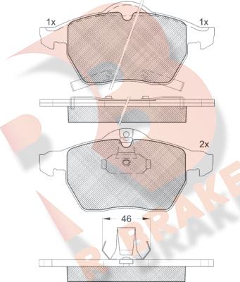 R Brake RB1383 - Тормозные колодки, дисковые, комплект autosila-amz.com