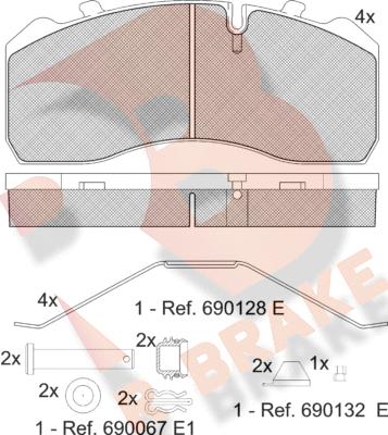 R Brake RB1254-066 - Тормозные колодки, дисковые, комплект autosila-amz.com