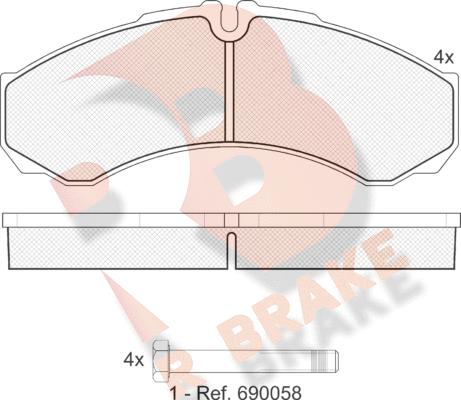 R Brake RB1208 - Тормозные колодки, дисковые, комплект autosila-amz.com