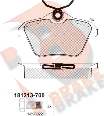 R Brake RB1213-700 - Тормозные колодки, дисковые, комплект autosila-amz.com