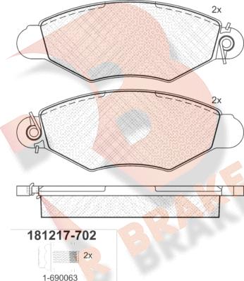 R Brake RB1217-702 - Тормозные колодки, дисковые, комплект autosila-amz.com