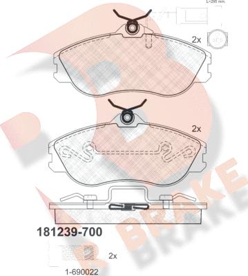 R Brake RB1239-700 - Тормозные колодки, дисковые, комплект autosila-amz.com