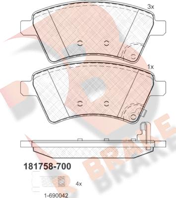 R Brake RB1758-700 - Тормозные колодки, дисковые, комплект autosila-amz.com