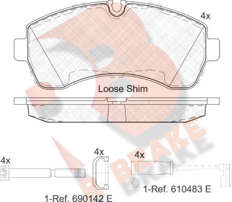 R Brake RB1785-203 - Тормозные колодки, дисковые, комплект autosila-amz.com