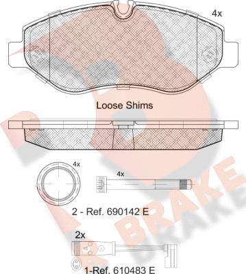 R Brake RB1786-203 - Тормозные колодки, дисковые, комплект autosila-amz.com