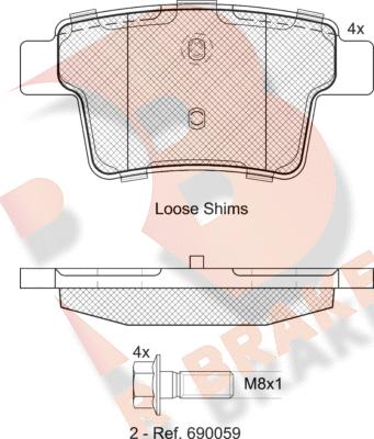 R Brake RB1722-701 - Тормозные колодки, дисковые, комплект autosila-amz.com