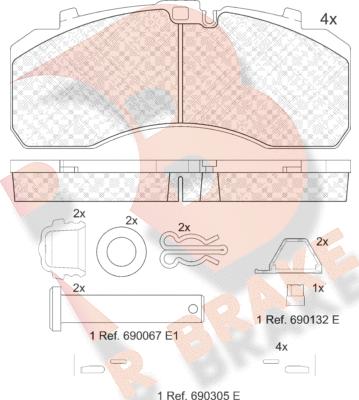 R Brake RB2091-066 - Тормозные колодки, дисковые, комплект autosila-amz.com