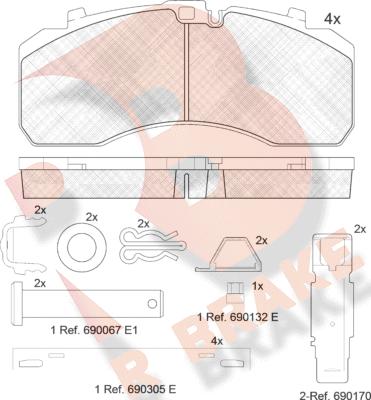 R Brake RB2091-073 - Тормозные колодки, дисковые, комплект autosila-amz.com