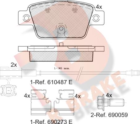R Brake RB2043 - Тормозные колодки, дисковые, комплект autosila-amz.com