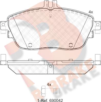 R Brake RB2061 - Тормозные колодки, дисковые, комплект autosila-amz.com