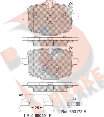 R Brake RB2005-202 - Тормозные колодки, дисковые, комплект autosila-amz.com